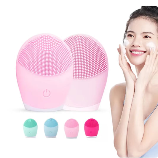 Electric Silicone Facial Cleanser Massager Skincare Massage Tool Beauty Machine Vibration Cleaning of Pores Self Provided Batter